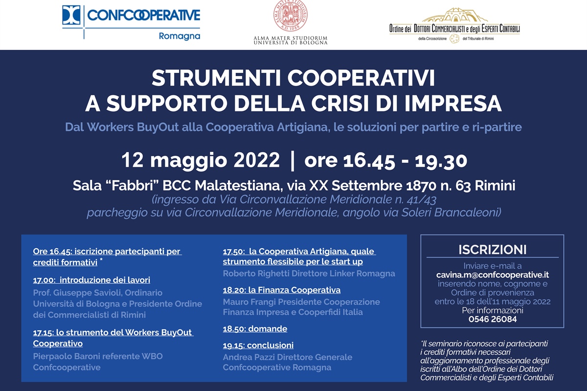 A Rimini si parla di crisi d’impresa e di rinascita grazie agli strumenti cooperativi