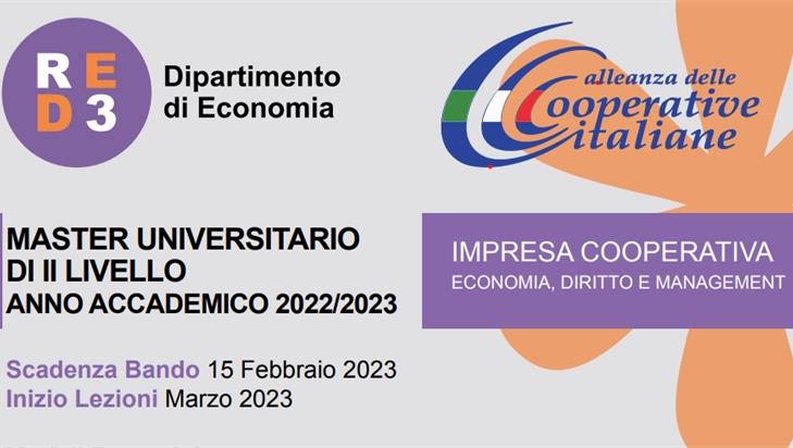 Formazione, al via iscrizioni master Impresa cooperativa di Uniroma 3 e Alleanza Cooperative