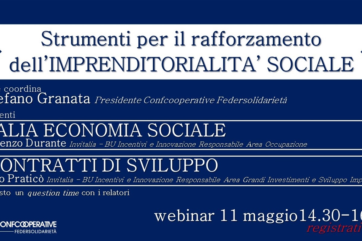 Webinar: "Strumenti per il rafforzamento dell'imprenditoria sociale"