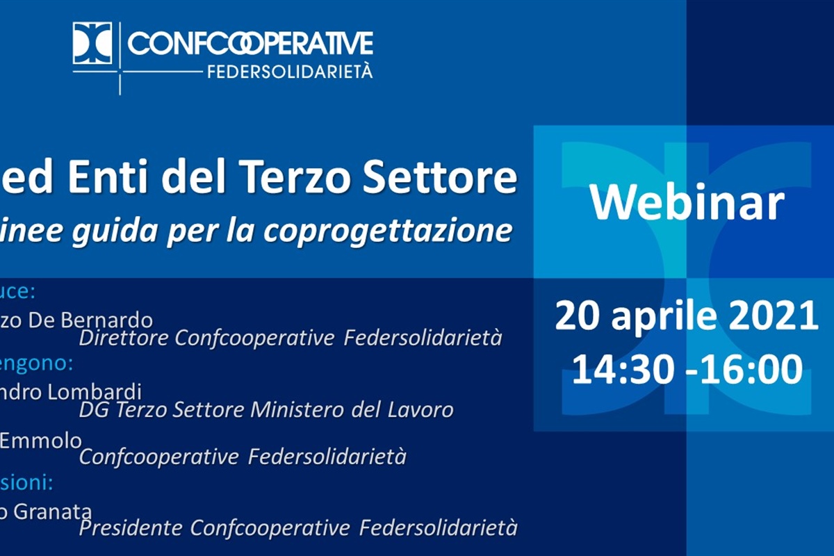 Federsolidarietà, webinar su Pa e Terzo settore