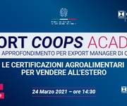 Export Coops Academy, 24/3 webinar su certificazioni agroalimentari per vendere all'estero